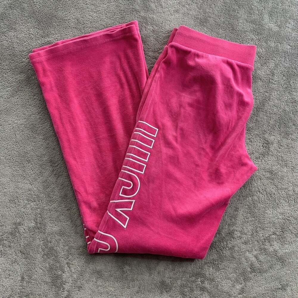 Juicy Couture Pants Womens Small Pink Velour Flare Leg Juicy Leg Logo Y2K